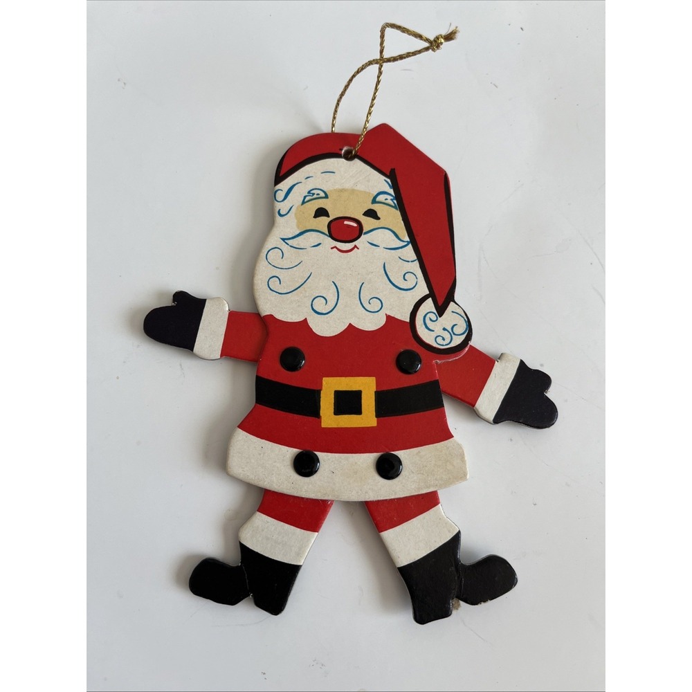 Vtg Jointed Cardboard Santa Made In Taiwan